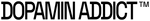 Logo with the text 'DOPAMIIN ADDICT' in black on a white background